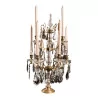 Palermo candlestick candelabra in patinated gold metal and crystals, … - Moinat - Table lamps