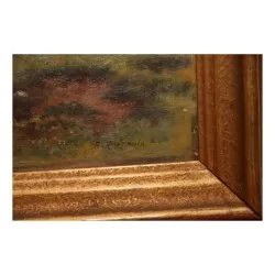 Ölgemälde auf Leinwand „Blick auf den Hof vom Feld“ …