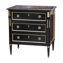 Chevet commode de style Louis XVI Directoire, à 3 tiroirs et