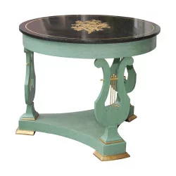 Pedestal table, center table, Empire model Lyre, in wood...