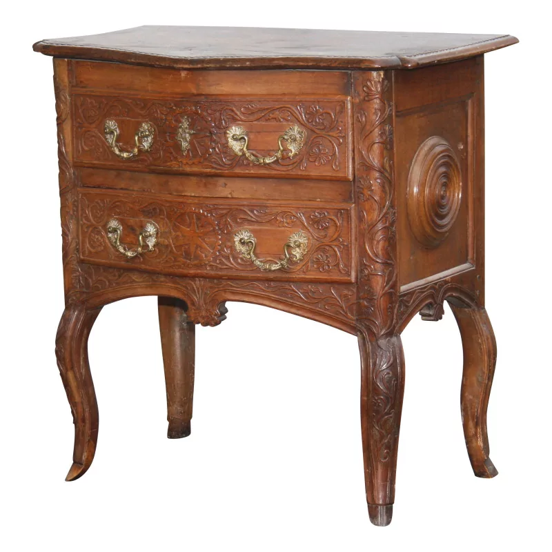 Commode en chêne et noyer richement sculpté. France (Est), Fin … - Moinat - Commodes, Chiffonniers, Semainiers