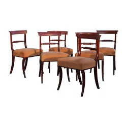 Set of 6 Regency chairs, in mahogany wood and upholstered with …