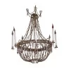 Crystal chandelier with 8 candle-shaped lights and 6 small ones - Moinat - Chandeliers, Ceiling lamps