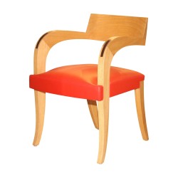 Fauteuil modèle THIERRY en chêne, incrustation wengué,