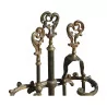 Set d'outils de cheminée en bronze. 19ème siècle - Moinat - Accessoires de cheminée