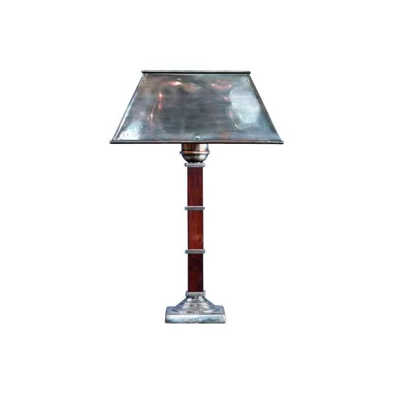 Лампа с прямоугольным никелевым абажуром и 4 … - Moinat - Настольные лампы