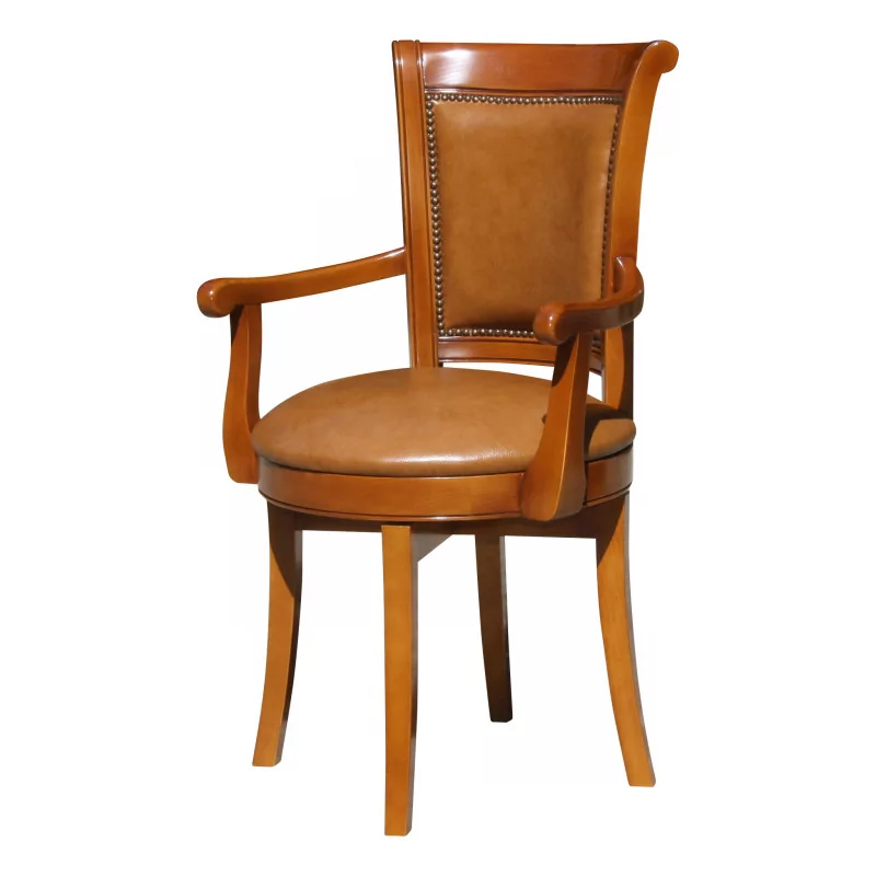 Directoire swivel office armchair in stained beech … - Moinat - Armchairs
