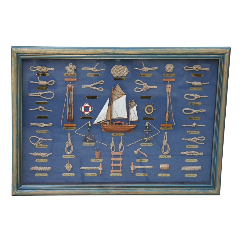 Tableau “Noeuds marins” avec cadre horizontal. - Moinat - Tableaux - Marine Tableau “Noeuds marins” avec cadre horizontal. - Moinat - Tableaux - Marine