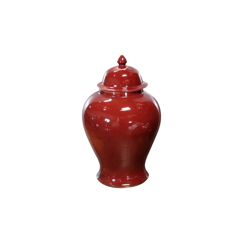 Dose aus Meiping-Porzellan, Ochsenblutfarbe mit … - Moinat - Schachtel, Urnen, Vasen