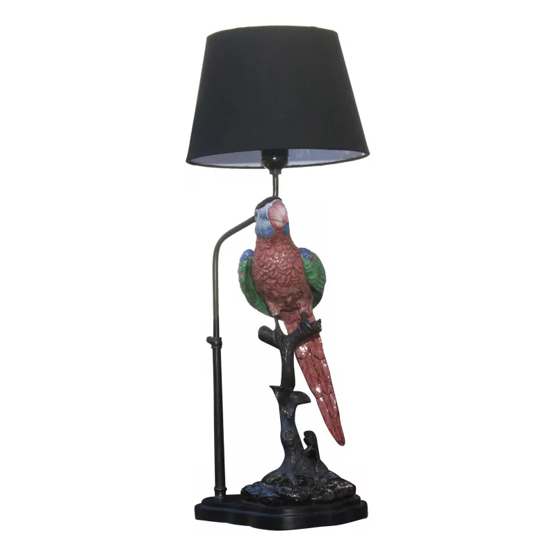 Lampe „Red Parrot“ aus Porzellan mit schwarzem Schirm. - Moinat - Tischlampen