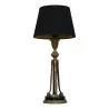 Lampe en bronze et pied marbre noir avec abat-jour noir. - Moinat - Lampes de table