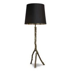 große „Branch“-Lampe aus goldfarbenem Metall mit schwarzem Lampenschirm