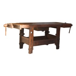 Cabinetmaker's workbench in oak and walnut hardwoods. Period: 19th …