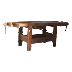 Cabinetmaker's workbench in oak and walnut hardwoods. Period: 19th …