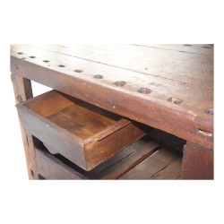 Cabinetmaker's workbench in oak and walnut hardwoods. Period: 19th …