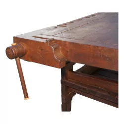 Cabinetmaker's workbench in oak and walnut hardwoods. Period: 19th …