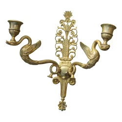 Paire d'appliques en bronze doré “Cygnes”, modèle Empire, non …