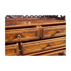 Bureau cylindre en bois d'acajou, avec multiples tiroirs et …