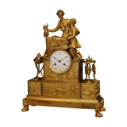 Pendule Empire double face, inscription sur cadran “DUBUC”, …