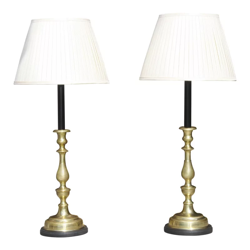 Paire de grands chandeliers en bronze, époque Directoire, … - Moinat - Lampes de table