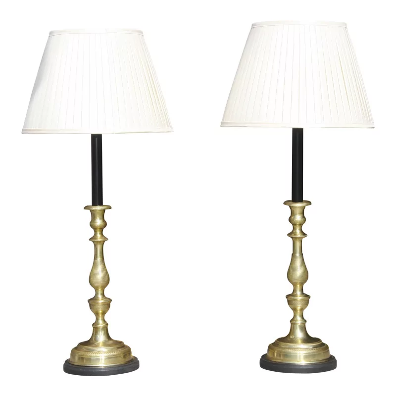 Pair of large bronze candlesticks, Directoire period, … - Moinat - Table lamps