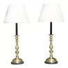 Pair of large bronze candlesticks, Directoire period, … - Moinat - Table lamps