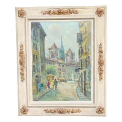 Картина маслом на холсте, подпись внизу справа «Place du …