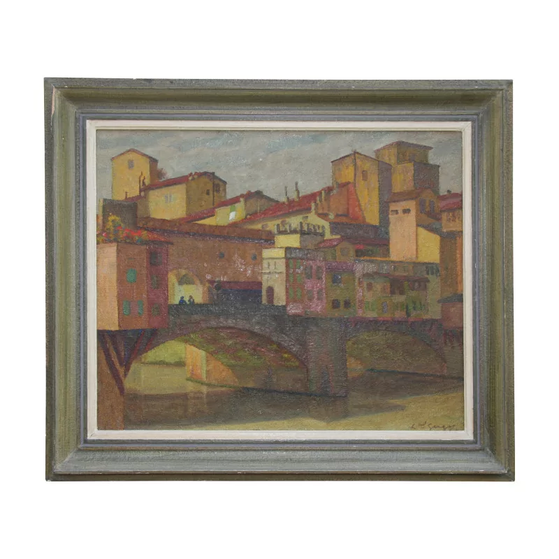 Gemälde, Öl auf Leinwand, Darstellung einer Stadt wahrscheinlich … - Moinat - VE2022/1