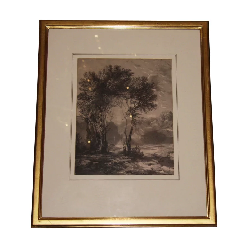 Engraving, reproduction, by Alexandre Calame, “Woman on the … - Moinat - VE2022/1