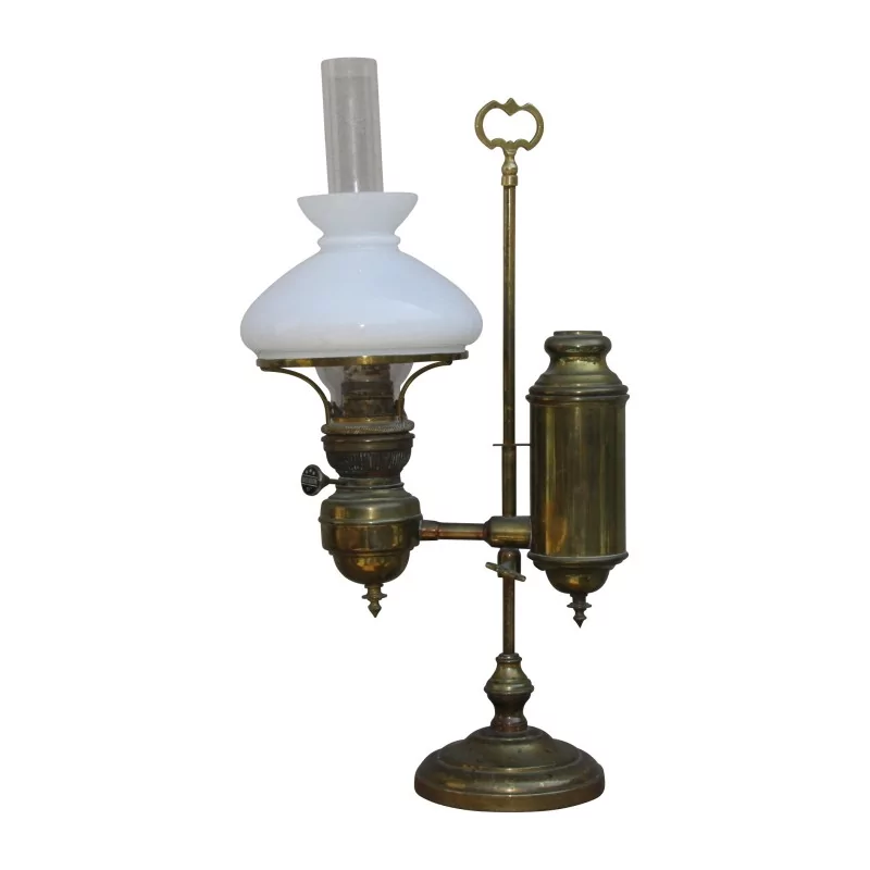 quinquet lamp in oil-filled brass, electrified, inscription … - Moinat - Table lamps quinquet lamp in oil-filled brass, electrified, inscription … - Moinat - Table lamps