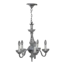 transparent bohemian crystal chandelier. 5 lights. 20th …