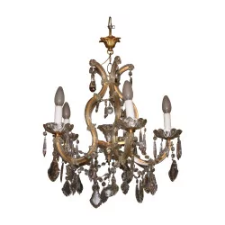 Bohemian crystal chandelier with 5 lights. Italy, around 1970