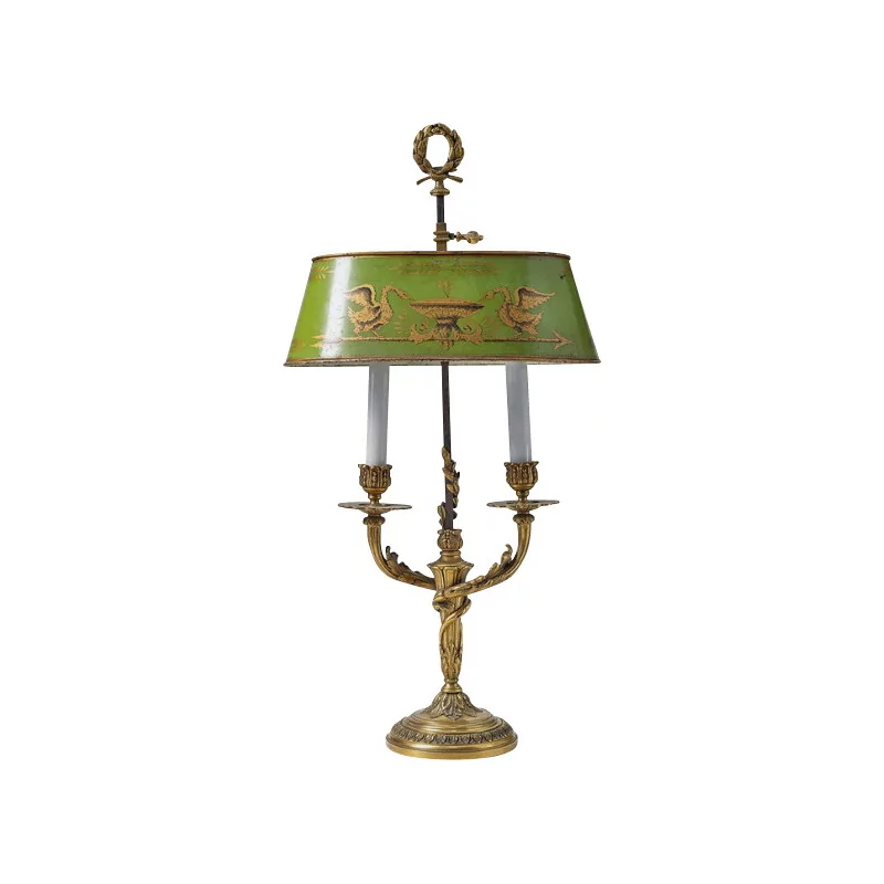neo-classical bouillotte lamp in gilded bronze with lampshade … - Moinat - Table lamps