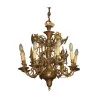 Dutch chandelier in burnished gilt bronze with 8 lights. 20th … - Moinat - Chandeliers, Ceiling lamps