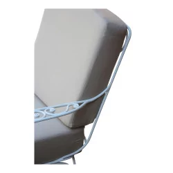 \"Beau-Rivage\" model armchair in white painted wrought iron,