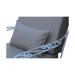 Sessel Modell „Beau-Rivage“ aus weiß lackiertem Schmiedeeisen,