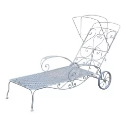 \"Eaux-Vives\" model lounge chair in white painted wrought iron,
