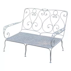 \"Beau-Rivage\" model 2-seater sofa in white painted wrought iron,