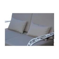 \"Beau-Rivage\" model 2-seater sofa in white painted wrought iron,