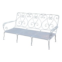 3-Sitzer-Sofa, Modell „Beau-Rivage“, aus weiß lackiertem Schmiedeeisen,