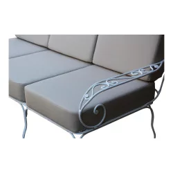 \"Beau-Rivage\" model 3-seater sofa in white painted wrought iron,