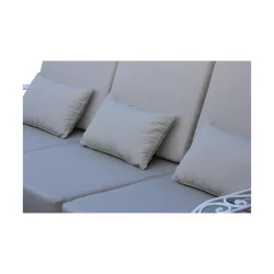 3-Sitzer-Sofa Modell „Beau-Rivage“ aus weiß lackiertem Schmiedeeisen,