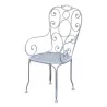 Armchair model \"Echichens\" in white wrought iron with seat in - Moinat - Heritage