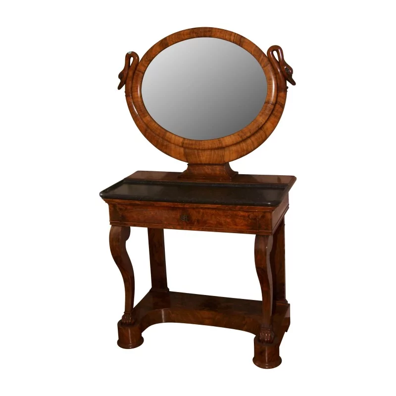 Coiffeuse Louis-Philippe avec marbre, gris Saint-Anne, miroir … - Moinat - Coiffeuses