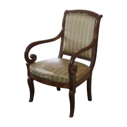Lacrosse armchair, Louis-Philippe striped fabric. 19th century