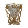 个带金色装饰的白瓷花瓶，风格为…… - Moinat - 箱, 瓮, 花瓶