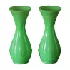 Paire de vases en opaline vert 19ème siècle - Moinat - Opaline