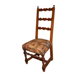 Louis XIII chair, flower fabric. 19th century