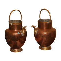 Paar Gießkannen aus Kupfer aus dem 19. Jahrhundert