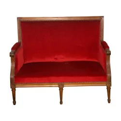 Louis XVI 2-seater sofa covered in red velvet. 19th …